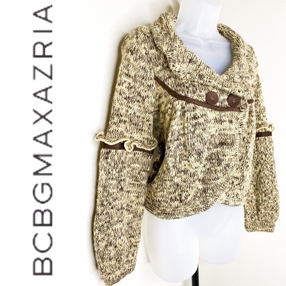 BCBGMaxAzria Double-Breasted Heather-Cream Sweater - Picture 1 of 5